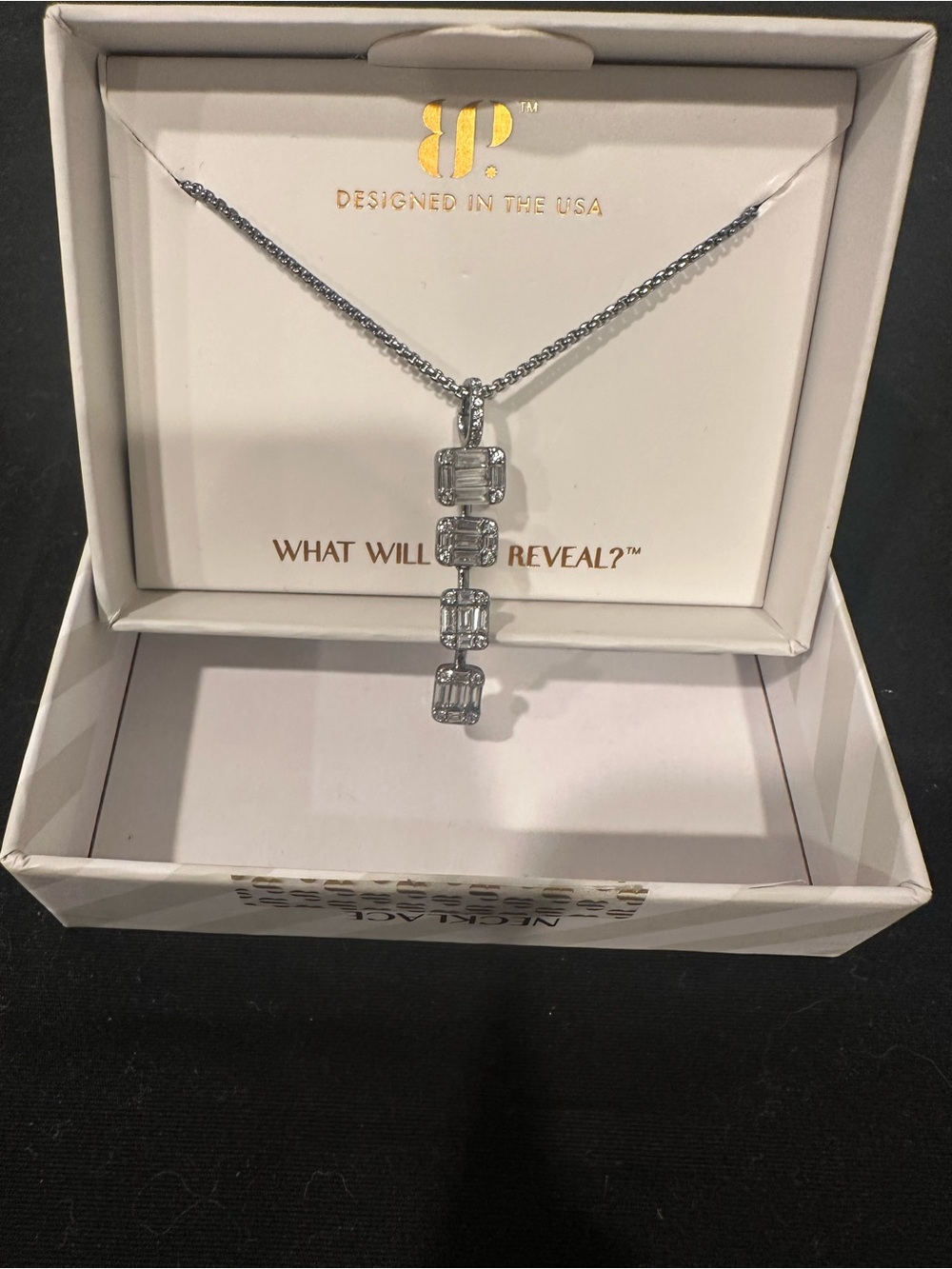 Silver Vertical Baguette Drop Necklace by Kendra Scott